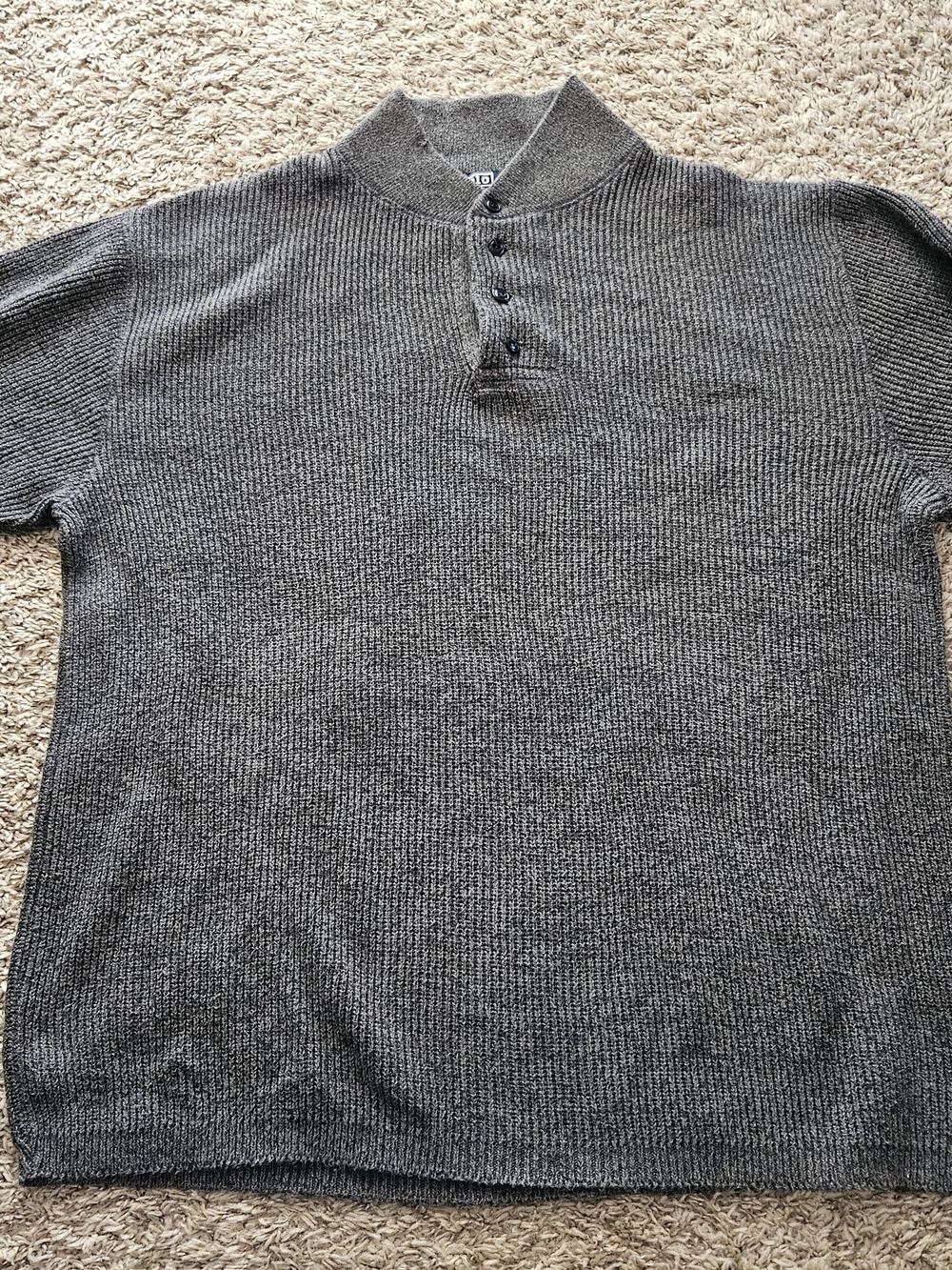 Polo Ralph Lauren Men's Heather Gray Button-Up Knit Sweater Size Large